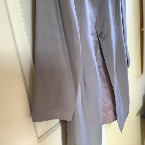 Spenser Jeremy Vintage Silk Long Formal Jacket Light Grey SZ 8 - Picture 7 of 15